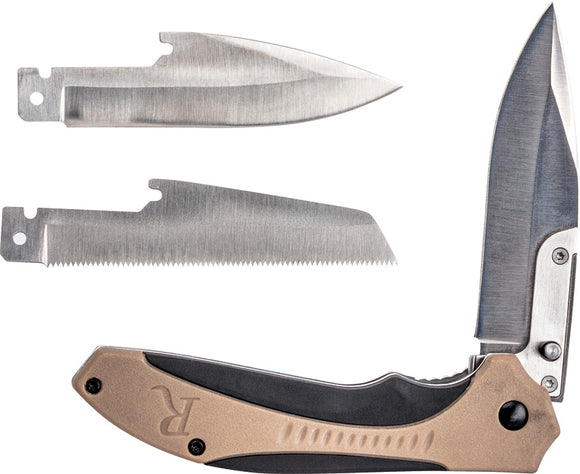 Remington RXB Linerlock Tan/Black GFN Folding Stainless Pocket Knife 15736