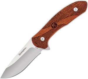 Remington Heritage 7.25" Brown Checkered Wood Fixed Blade 420J2 Knife + Sheath 40000