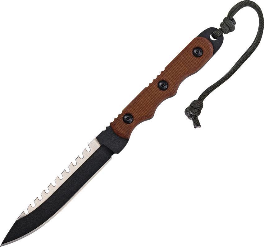 TOPS Knives Ranger Bootlegger 2 Fixed Black Sawback Blade Tan Handle K ...