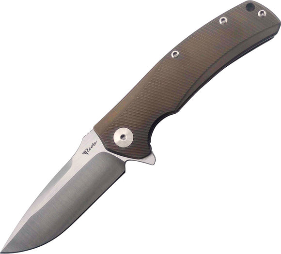 Reate Knives Mini Horizion Bronze Titanium M390 Flipper Folding Knife 03