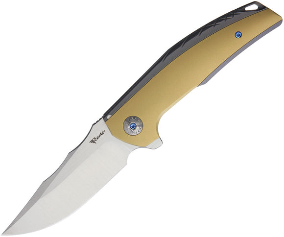 Reate Knives Jack Linerlock Titanium + Brass M390 Gray Flipper Folding Knife 041