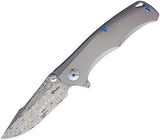 Reate Knives Torrent Damasteel Titanium Framelock Flipper Folding Knife 055