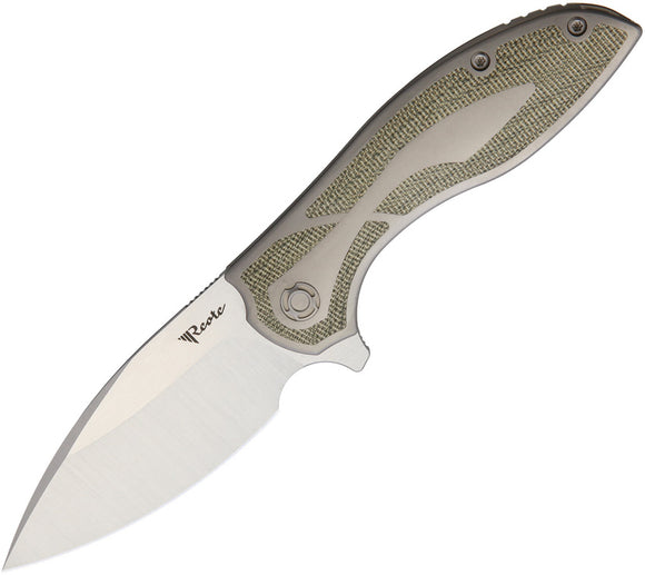 Reate Knives Iron Framelock Green Micarta & Titanium M390 Folding Knife 79