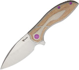 Reate Knives Iron Framelock Brown Micarta & Titanium M390 Folding Knife 80