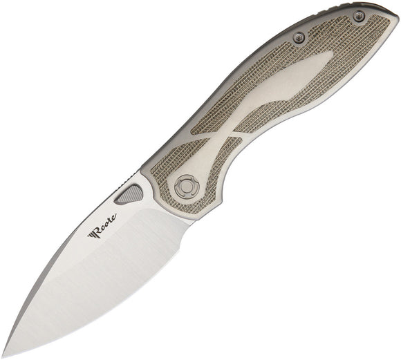 Reate Knives Iron Framelock Green Micarta & Titanium M390 Folding Knife 83