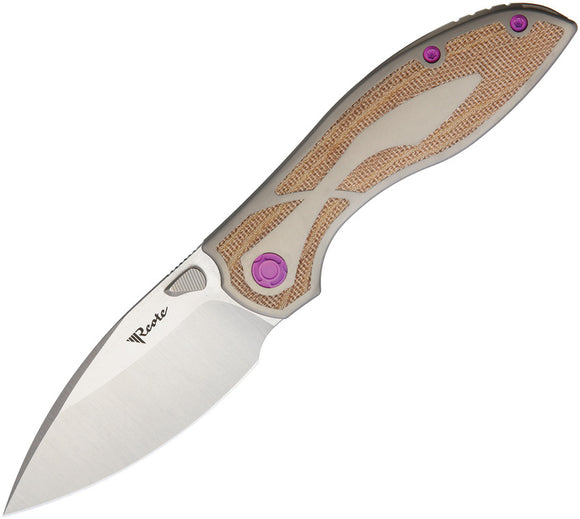 Reate Knives Iron Framelock Brown Micarta & Titanium M390 Folding Knife 85