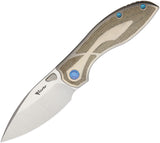 Reate Knives Iron Framelock Green Micarta & Titanium M390 Folding Knife 86