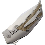 Reate Knives T3000 Framelock Green Micarta & Gray M390 Folding Knife 089