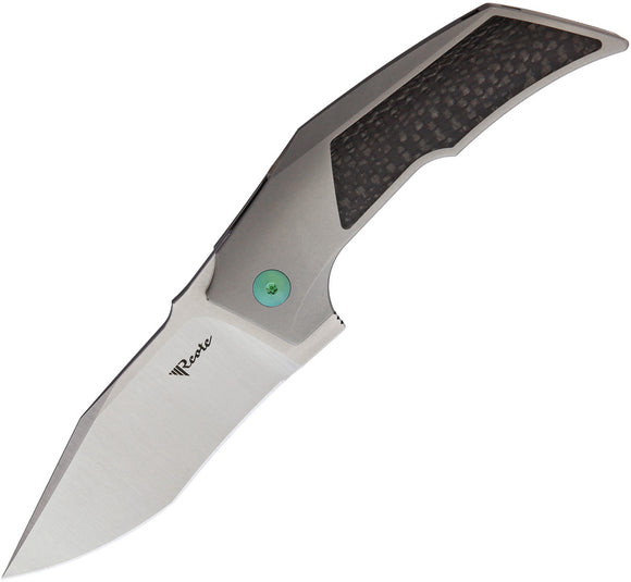 Reate Knives T3000 Framelock Carbon Fiber & Green M390 Folding Knife 093