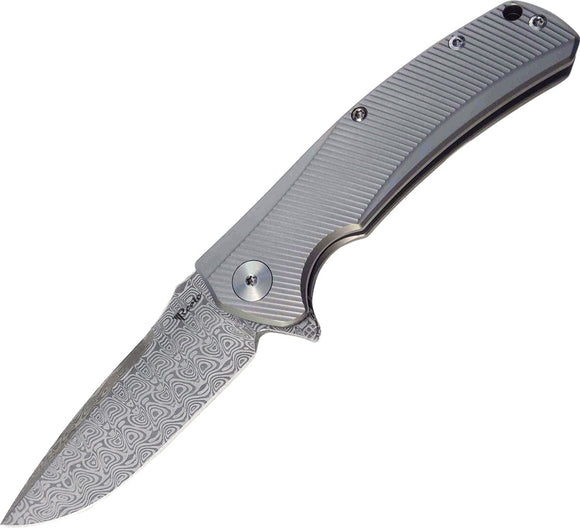 Reate Knives Mini Horizion BB Titanium Damascus Flipper Folding Knife 09