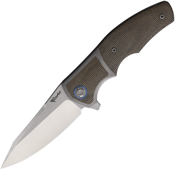 Reate Knives Mini Crossroads Pocket Knife Grn Micarta/Titanium Folding M390 106