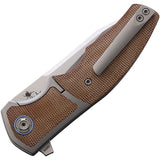 Reate Knives Mini Crossroads Pocket Knife Brn Micarta/Titanium Folding M390 107