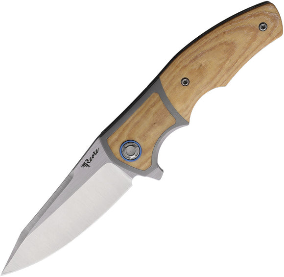 Reate Knives Mini Crossroads Pocket Knife Tan Micarta/Titanium Folding M390 109