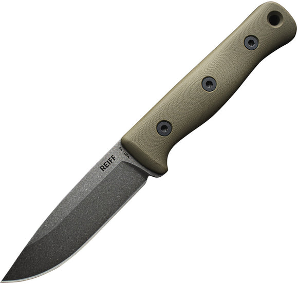 Reiff Knives F4 Bushcraft Survival Green Carbon Fixed Blade Knife REKF411ODGK