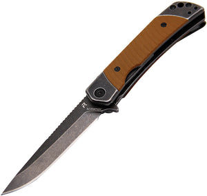 Revo Duo Framelock Brown G10 Folding 9Cr18MoV Drop Point Pocket Knife DUODBRN