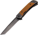 Revo Duo Framelock Brown G10 Folding 9Cr18MoV Tanto Pocket Knife DUOTBRN