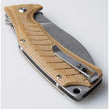 Revo Ness Linerlock Brown Micarta Folding D2 Steel Pocket Knife NESSMIC