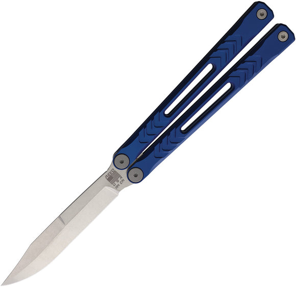 Revo Nexus Balisong Blue Aluminum 154CM Stainless Butterfly Knife NXSSABL