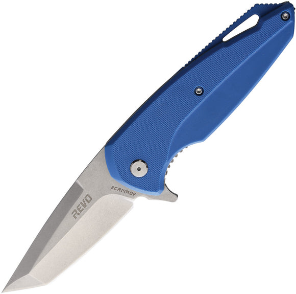Revo Vipera XL Linerlock Blue G10 Folding 8Cr14MoV Tanto Pocket Knife VIPXLTBLU