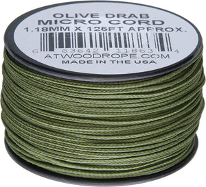 Atwood Rope MFG Micro Cord 125ft Olive Drab