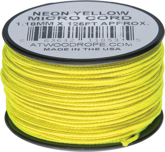 Atwood Rope MFG Micro Cord 125ft Neon Yellow