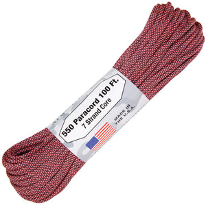 Atwood Rope MFG 100ft Black & Pink Diamond Pattern Parachute Cord 1314H