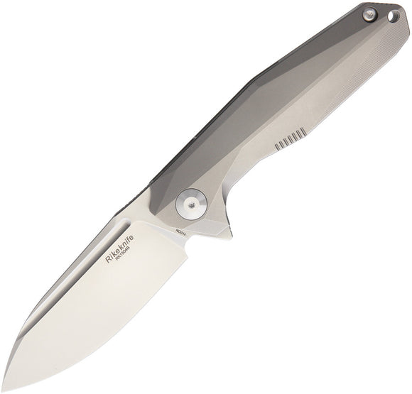 Rike Framelock Gray Titanium Handle Bead Blast Bohler M390 Folding Knife 1504B