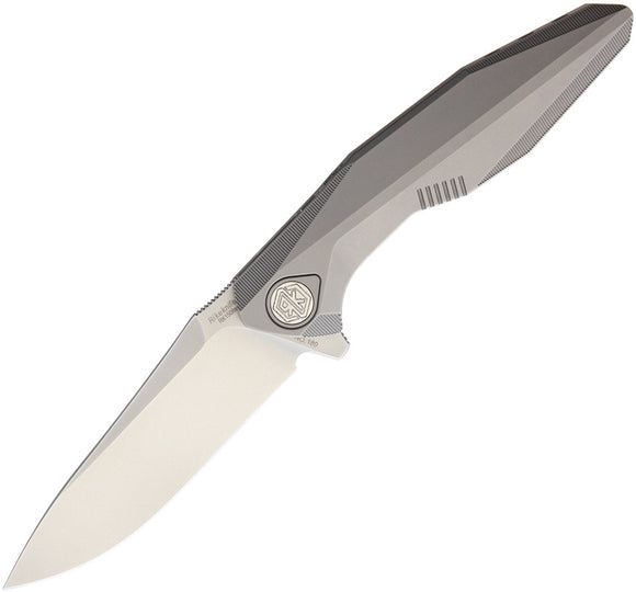Rike Framelock Gray Titanium Handle Satin Bohler M390 Folding Knife 1508S