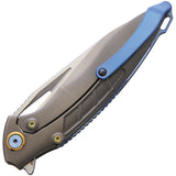 Rike Knife Framelock Blue Carbon Fiber Folding Knife 1902blcf