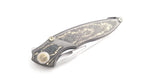 Rike 1902 Framelock Gold Carbon Fiber & Titanium Folding M390 Knife 1902SGCF