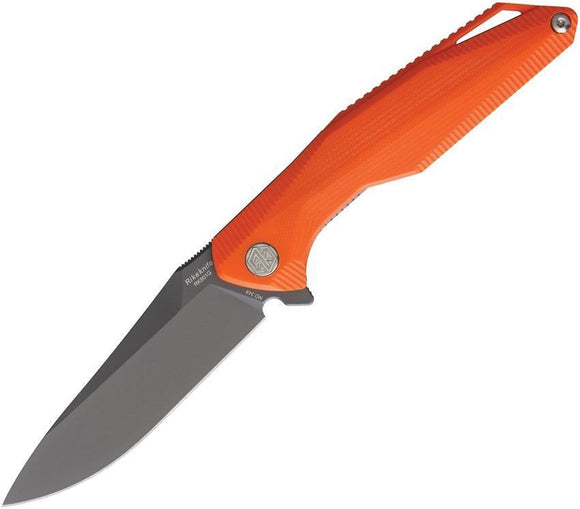 Rike Kwaiken Framelock Orange G10 Handle Gray Titanium Folding Knife
