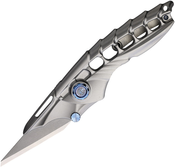 Rike Knife ALIEN1 Linerlock Gray Titanium Folding M390 Pocket Knife ALIENP
