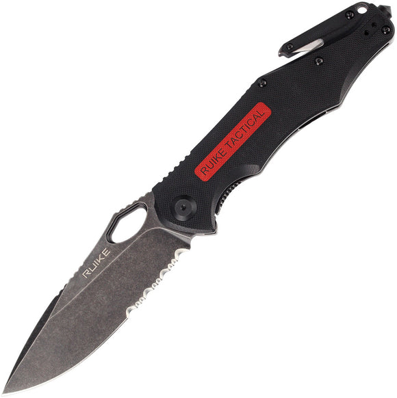 RUIKE M195 Framelock Beta Plus Black G10 Folding D2 Serrated Pocket Knife M195