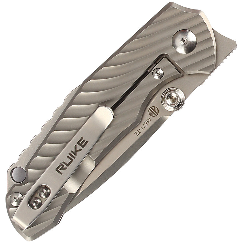 RUIKE M671-TZ Framelock Gray Titanium Folding 154CM Tanto Pocket