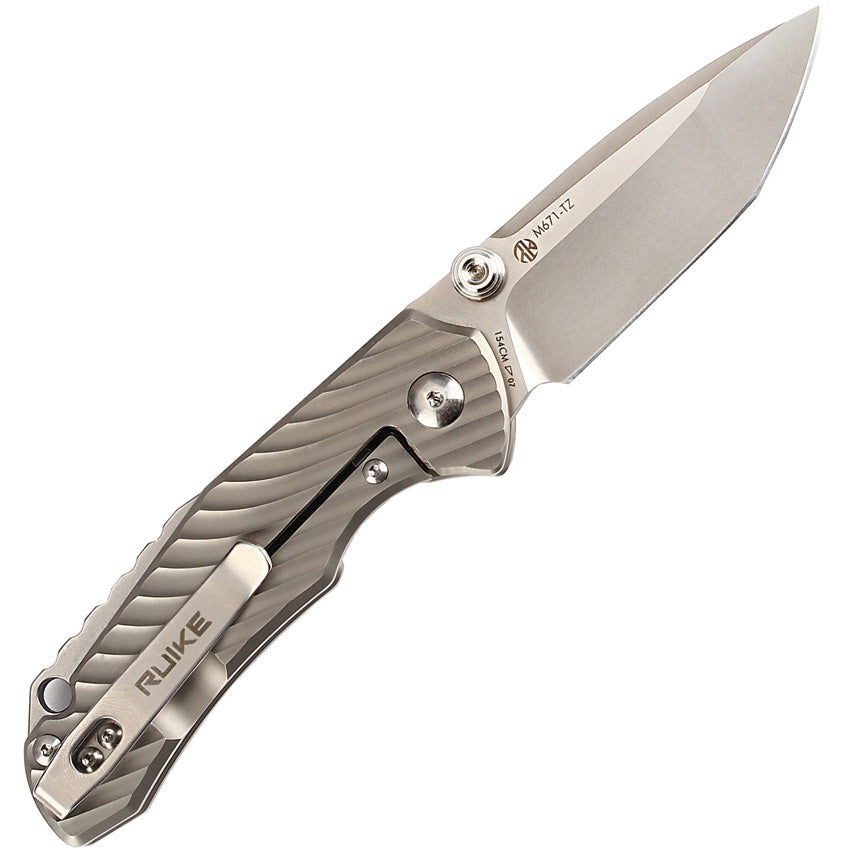 RUIKE M671-TZ Framelock Gray Titanium Folding 154CM Tanto Pocket
