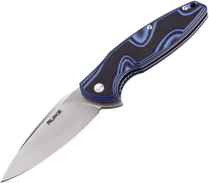 Ruike Fang P105 Linerlock Blue Black G10 Stainless Satin Folding Knife P105Q