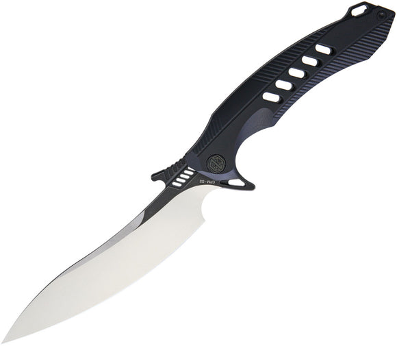 Rike F1 Fixed Blade Black D2 SW/Satin Full Tang Black G10 Knife 10.5