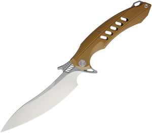 Rike F1 10.5" Tan G10 Handle D2 Tool Steel Fixed Blade Knife w/ Belt Sheath F1T