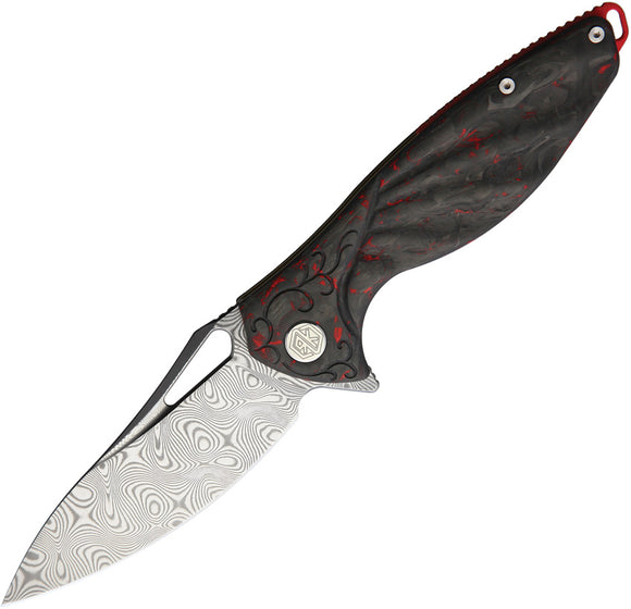 Rike Knife Hummingbird Plus Linerlock Red Damasteel Folding Knife hbpdrcf