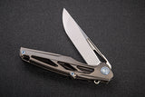 Rike Knight Gray 3.93" N690 Framelock Titanium Folding Pocket Knife nightg