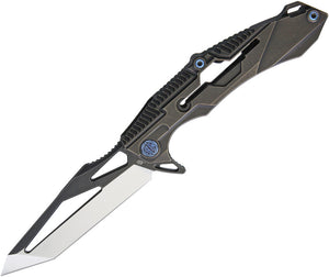 Rike M1 Framelock Blackstonewash S35VN Titanium Folding Pocket Knife M1BS