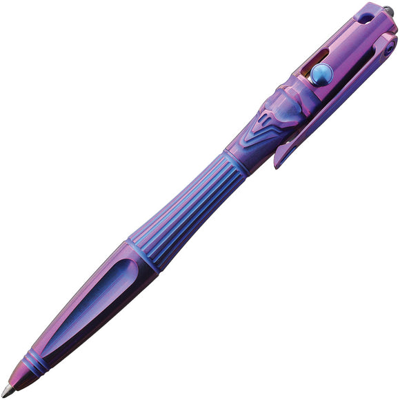 Rike Knife Titanium Blue and Purple Bolt Action Pen 02bp