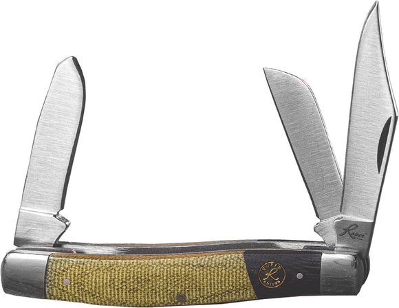 Roper Knives Rattler Stockman Black/Green Micarta Folding Pocket Knife 0001CMG