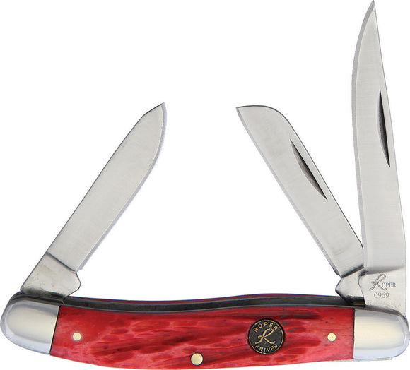 Roper Stockman Pocket Knife Slip Joint Red Jigged Bone Folding Steel 0001CRB