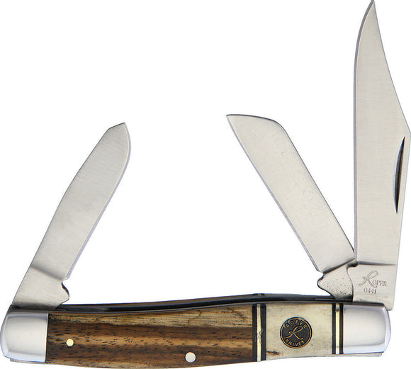 Roper Knives Laredo Series Stockman Knife Wood & Bone Folding Carbon 0001SG