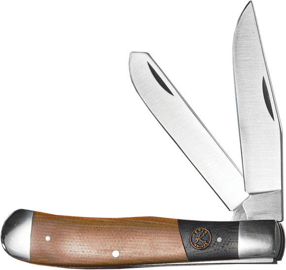 Roper Knives Rattler Trapper Black/Tan Micarta Folding 1065 Pocket Knife 0002CMT