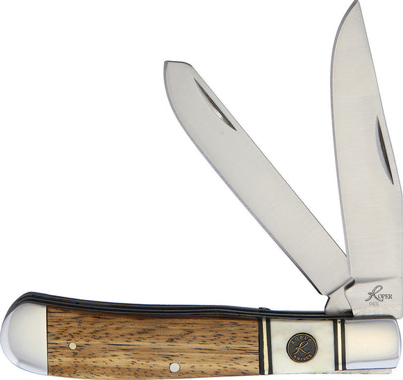 Roper Trapper Laredo Pocket Knife Slip Joint Brown Wood Folding Steel 0002SG