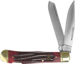 Roper Knives Double Action Pocket Knife Lockback Red Bone Folding Carbon 0004CRB