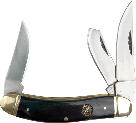 Roper Sowbelly Stockman Pocket Knife Slip Joint Black Bone Folding Steel 0010CBK