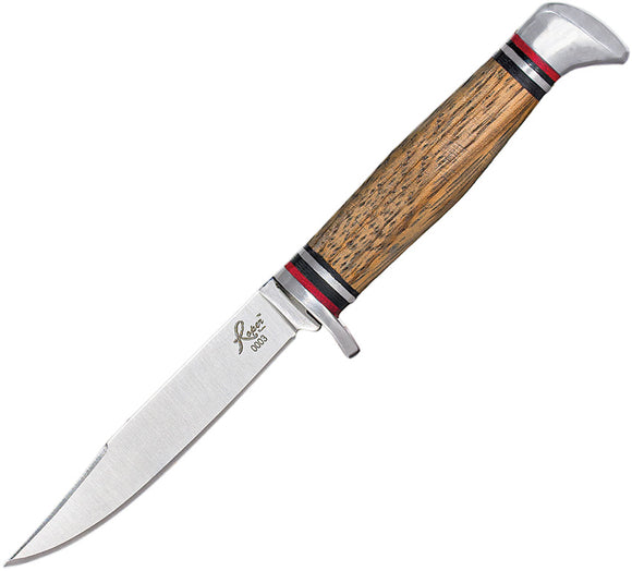 Roper Knives Deadwood Jr Fixed Blade Knife Zebra Wood 8Cr13MoV w/ Sheath 0028ZW